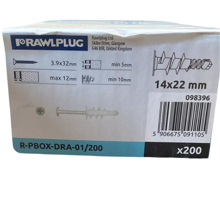 Rawlplug Nylon Self Drilling Wall Fixing Plug + Screw - 200